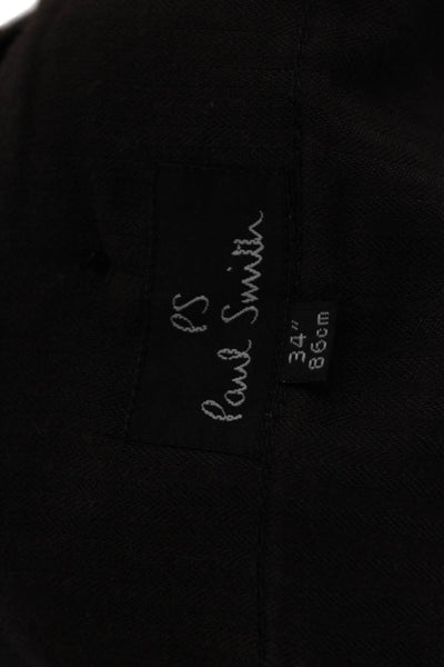 Paul Smith Mens Cotton Zip Button Plaid Dress Pants Black Size EUR 34