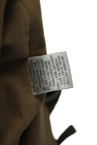Adam Adam Lippes Mens Cotton Leather Trim Quilted Vest Beige Size S