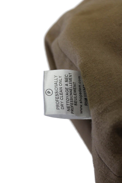 Adam Adam Lippes Mens Cotton Leather Trim Quilted Vest Beige Size S