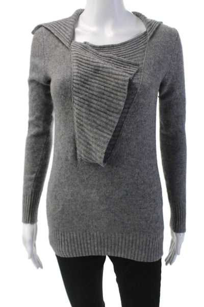 J Crew Womens Cowl Neck Long Sleeve Zip Detail Sweater Top Gray Size Small