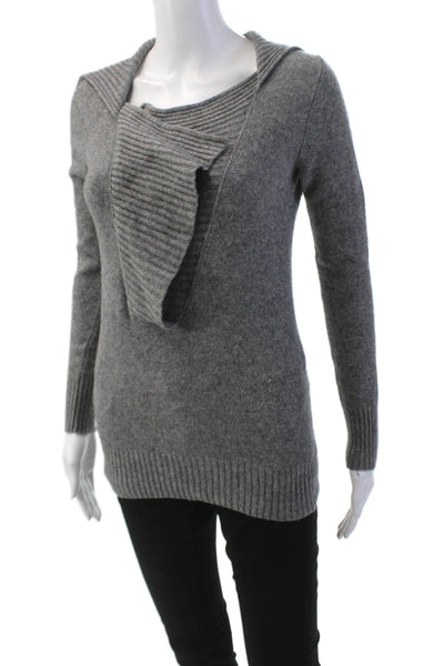 J Crew Womens Cowl Neck Long Sleeve Zip Detail Sweater Top Gray Size Small