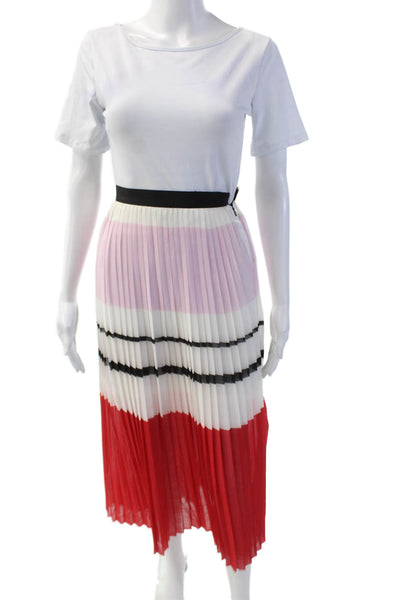 N/Nicholas Womens Printed Pleated Side Zip Lined Maxi Skirt White Combo Size 0