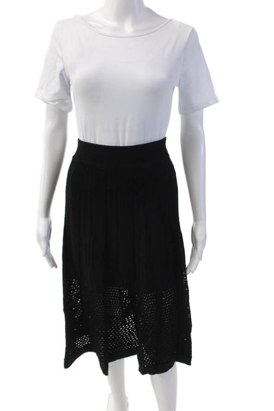 A.L.C. Womens Textured Pull On Elastic Waist Knee Length Skirt Black Size XS