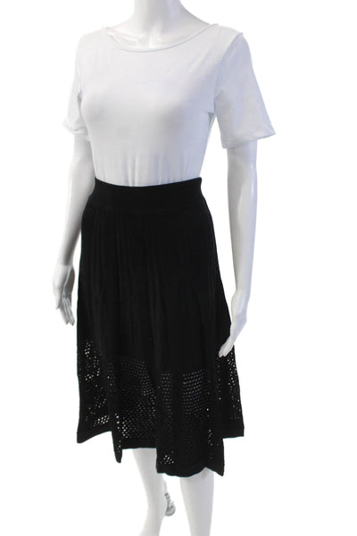 A.L.C. Womens Textured Pull On Elastic Waist Knee Length Skirt Black Size XS