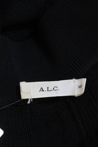 A.L.C. Womens Textured Pull On Elastic Waist Knee Length Skirt Black Size XS