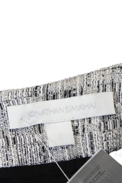 Jonathan Simkhai Womens Printed Layered Asymmetric Pencil Skirt Black Gray Sz 2