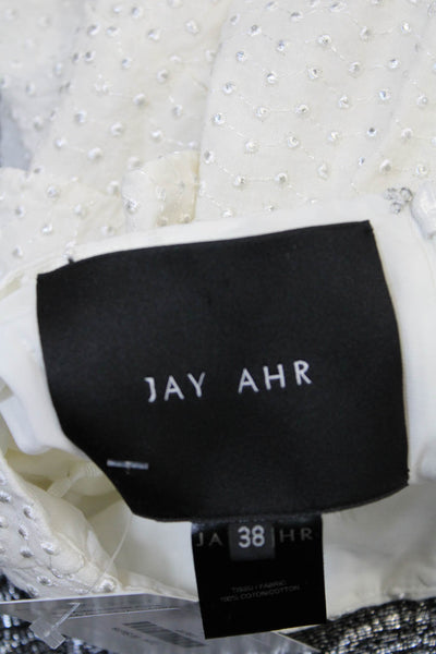 Jay Ahr Womens Cotton Textured Layered Zip Back Mini Skirt White Size 38
