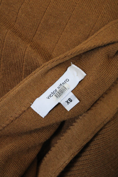 Victor Alfaro Women's Dolman Sleeves Slit Hem Midi Sweater Dress Brown Size XS