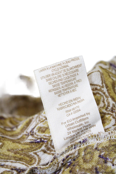 Free People Womens Floral Printed V-Neck 3/4 Sleeve Maxi Dress Beige Size XS