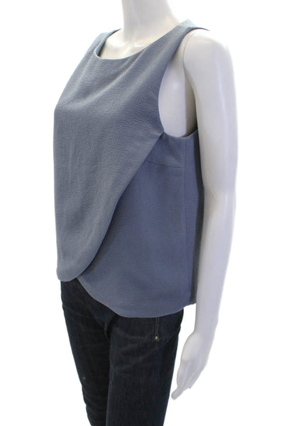 Theory Womens Sleeveless Round Neck Pullover Tank Top Blouse Blue Size M