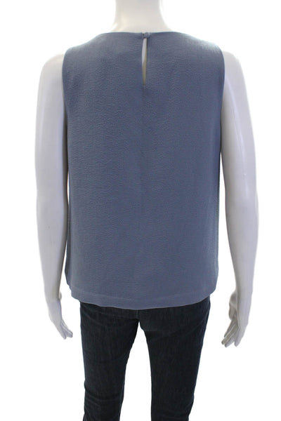 Theory Womens Sleeveless Round Neck Pullover Tank Top Blouse Blue Size M