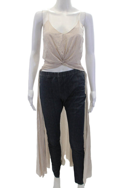 Caroline Constas Womens Cotton Striped Twist Cape Tank Top Brown Pink Size XS