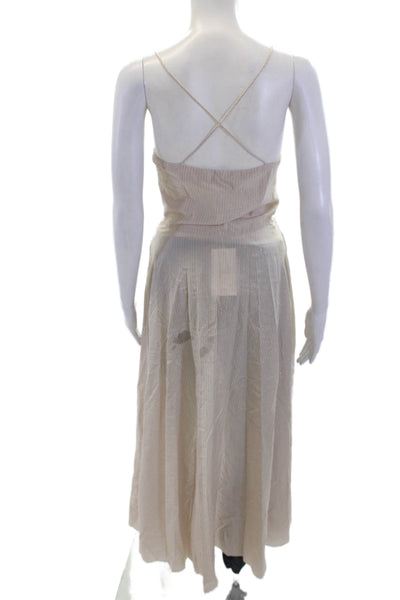 Caroline Constas Womens Cotton Striped Twist Cape Tank Top Brown Pink Size XS