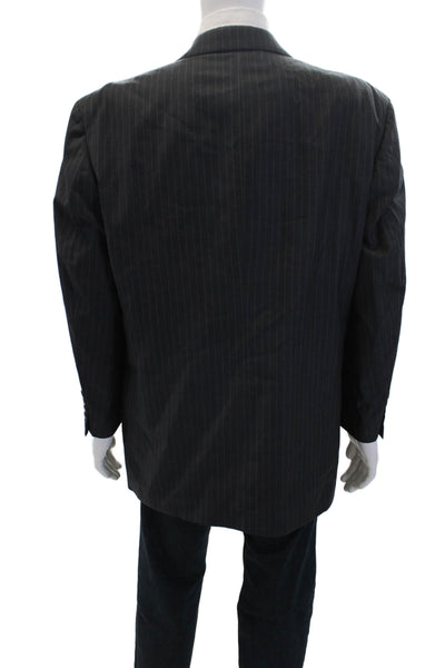 Oscar de la Renta Mens Wool Button Up Lined Collar Blazer Gray Size EUR 41