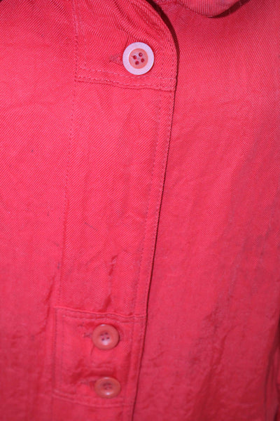 Ungaro Womens Long Sleeve Collared Zip Belted Puffer Jacket Cherry Red Size 10