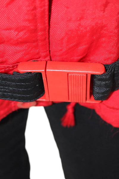 Ungaro Womens Long Sleeve Collared Zip Belted Puffer Jacket Cherry Red Size 10