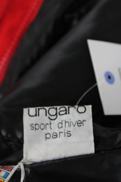 Ungaro Womens Long Sleeve Collared Zip Belted Puffer Jacket Cherry Red Size 10