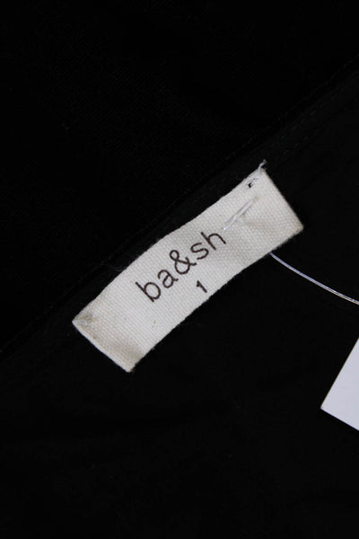 Ba&Sh Womens Velvet V-Neck Long Sleeve Shift Dress Solid Black Size 6