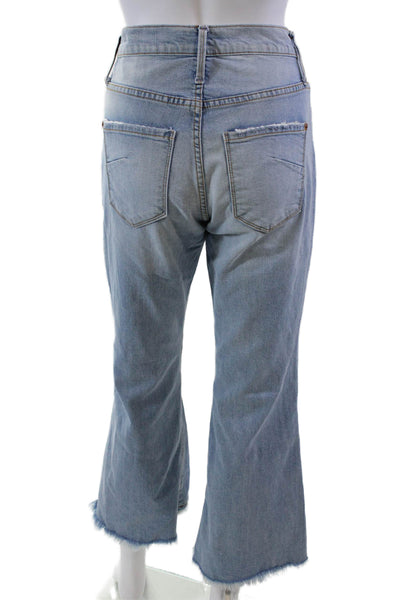 James Jeans Womens Zipper Fly High Rise Fringe Flare Leg Jeans Blue Size 28