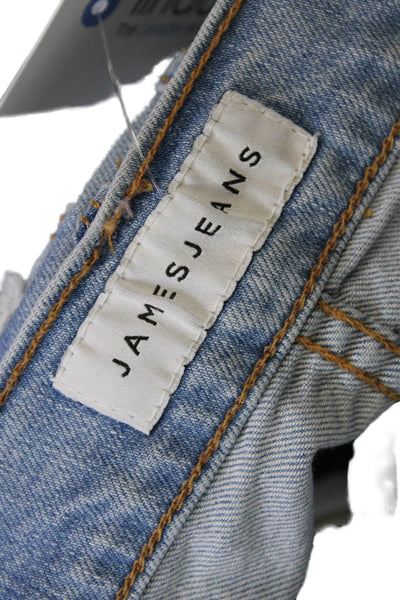 James Jeans Womens Zipper Fly High Rise Fringe Flare Leg Jeans Blue Size 28
