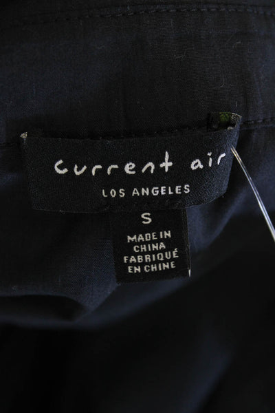 Current Air Womens Collar Pleated Button Front Sleeveless Shift Dress Navy Size