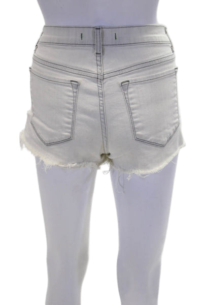 J Brand Womens Zipper Fly Mid Rise Fringe Denim Shorts White Gray Size 28