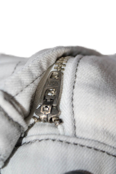 J Brand Womens Zipper Fly Mid Rise Fringe Denim Shorts White Gray Size 28