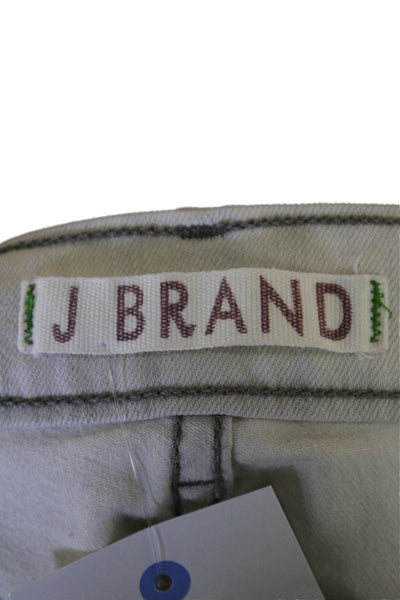 J Brand Womens Zipper Fly Mid Rise Fringe Denim Shorts White Gray Size 28