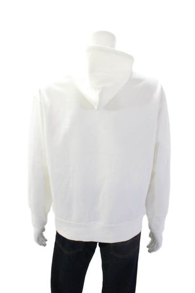+J Mens Pocketed High Neck Quarter Zip hooded Sweatshirt Solid White Size S