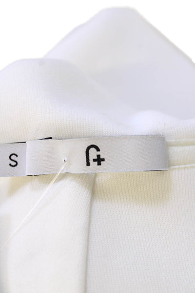 +J Mens Pocketed High Neck Quarter Zip hooded Sweatshirt Solid White Size S