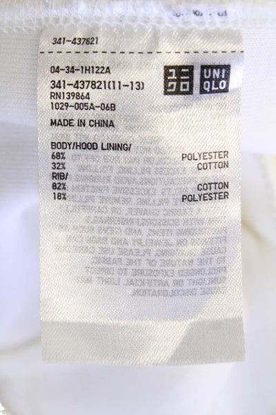 +J Mens Pocketed High Neck Quarter Zip hooded Sweatshirt Solid White Size S