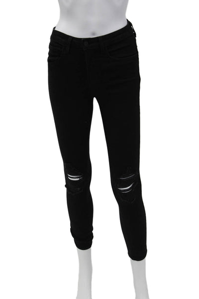 L'Agence Womens High Rise Zinc Destruct Margot Skinny Leg Jeans Black Size 25