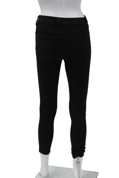 L'Agence Womens High Rise Zinc Destruct Margot Skinny Leg Jeans Black Size 25