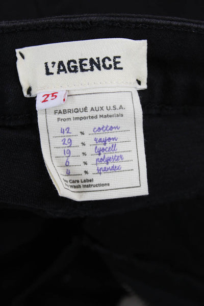 L'Agence Womens High Rise Zinc Destruct Margot Skinny Leg Jeans Black Size 25