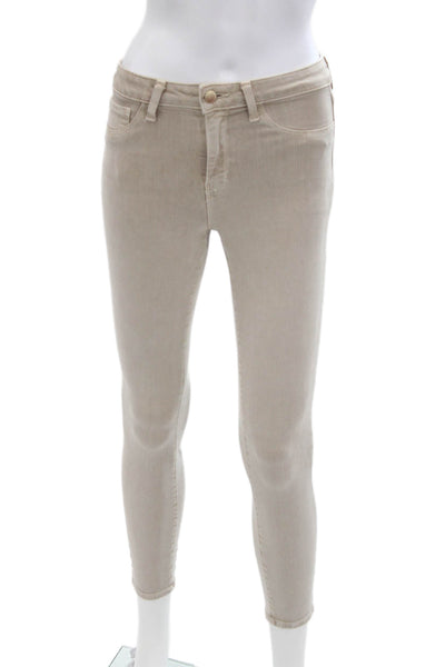 L'Agence Womens High Rise Margot Skinny Leg Jeans Biscuit Beige Cotton Size 25