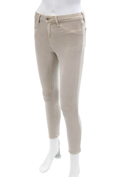 L'Agence Womens High Rise Margot Skinny Leg Jeans Biscuit Beige Cotton Size 25