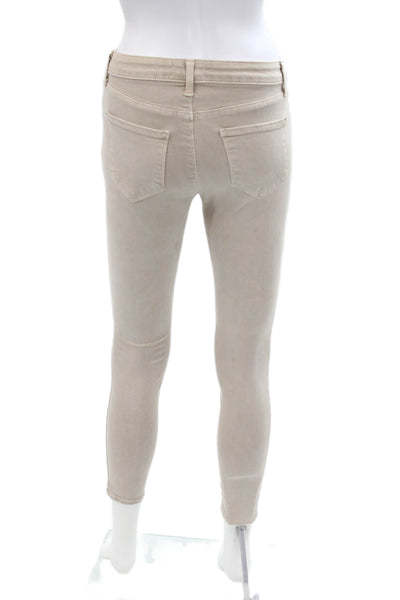 L'Agence Womens High Rise Margot Skinny Leg Jeans Biscuit Beige Cotton Size 25