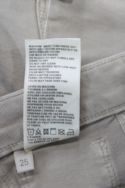 L'Agence Womens High Rise Margot Skinny Leg Jeans Biscuit Beige Cotton Size 25