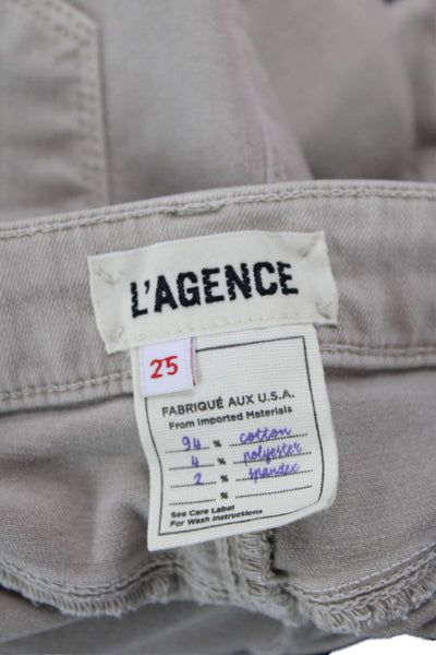 L'Agence Womens High Rise Margot Skinny Leg Jeans Biscuit Beige Cotton Size 25