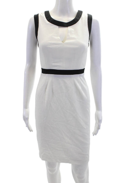 BCBG Max Azria Womens Sleeveless Zippered Knee Length Pencil Dress White Size 0