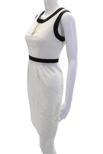 BCBG Max Azria Womens Sleeveless Zippered Knee Length Pencil Dress White Size 0
