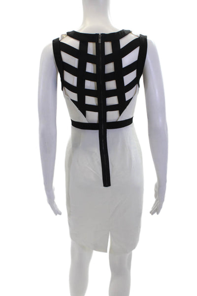 BCBG Max Azria Womens Sleeveless Zippered Knee Length Pencil Dress White Size 0