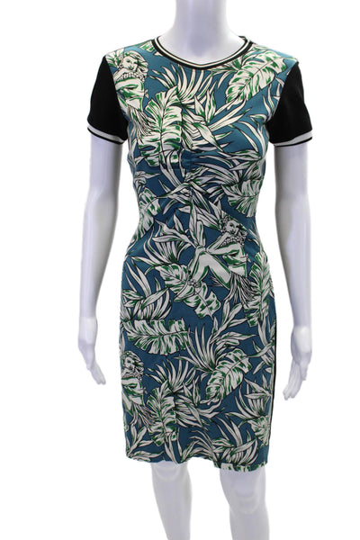 Zara Woman Womens Hawaiian Printed Short Sleeve Knee Length Dress Black Size XS