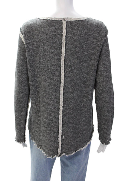 Artisan De Luxe Womens Long Sleeve Scoop Neck Distressed Sweater Gray Size Small