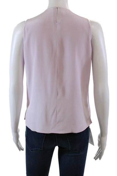 Designer Womens Silk Sleeveless V-Neck Layered Blouse Light Purple Size S