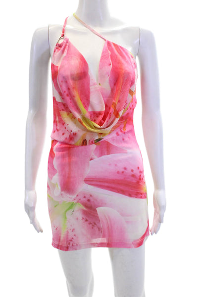 Peppermayo Womens Floral Printed Backless Cowl Neck Mini Dress Pink Size 0