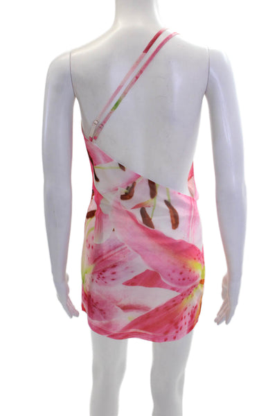 Peppermayo Womens Floral Printed Backless Cowl Neck Mini Dress Pink Size 0