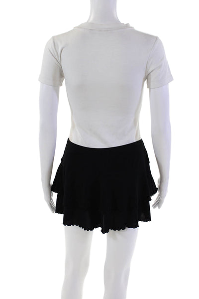 Body Glove Womens Lettuce Edge Pull On Mini Skirt Solid Black Size Medium