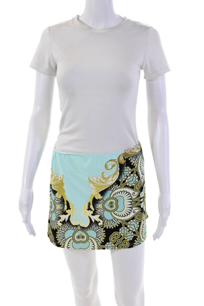 Kuny Barcelona Womens Printed Mini Skirt Blue Combo Size 8