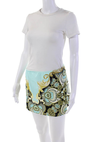 Kuny Barcelona Womens Printed Mini Skirt Blue Combo Size 8
